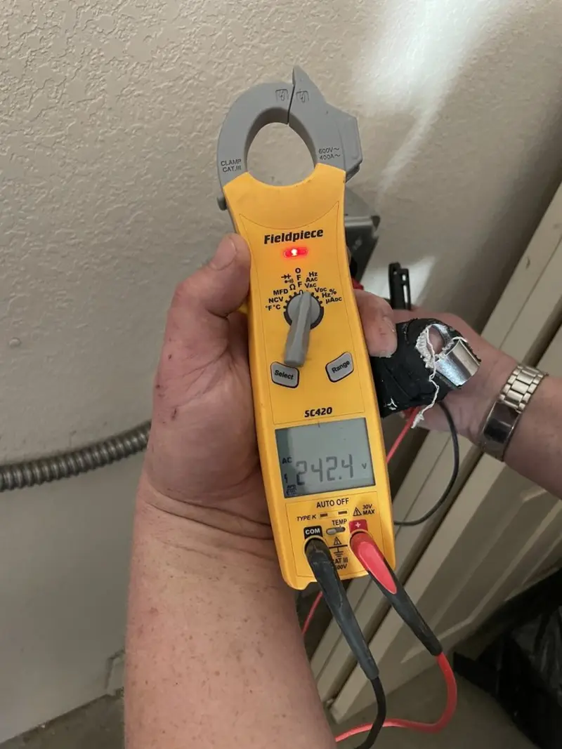 Voltage testing with clamp meter during Hot Tub / Pool Electrical Wiring in Beardstown